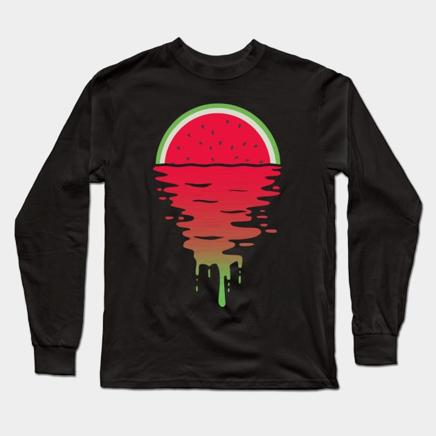 Watermelon 80s Style Sunset Pop Art T-Shirt Long Sleeve T-Shirt by Nerd_art